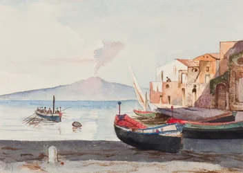 Vesuvius from Sorrento, with additions possibly by Princess Maria Annunziata di Borbone